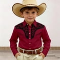 thumbnail image 2 of Bobifish Toddler Kids Button Down Shirts Long Sleeve Fall Western Denim Color Block Shirts Boys Girls Oktoberfest Outdoor Holiday Tops, 2 of 4