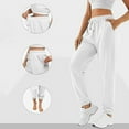 thumbnail image 4 of Fartey Solid Color Sweatpants for Women 2025 Fall Fleece Elastic High Waisted Jogger Pants Soft Comfy Drawstring Cinch Bottom Sweatpant with Pockets White 2XL, 4 of 9