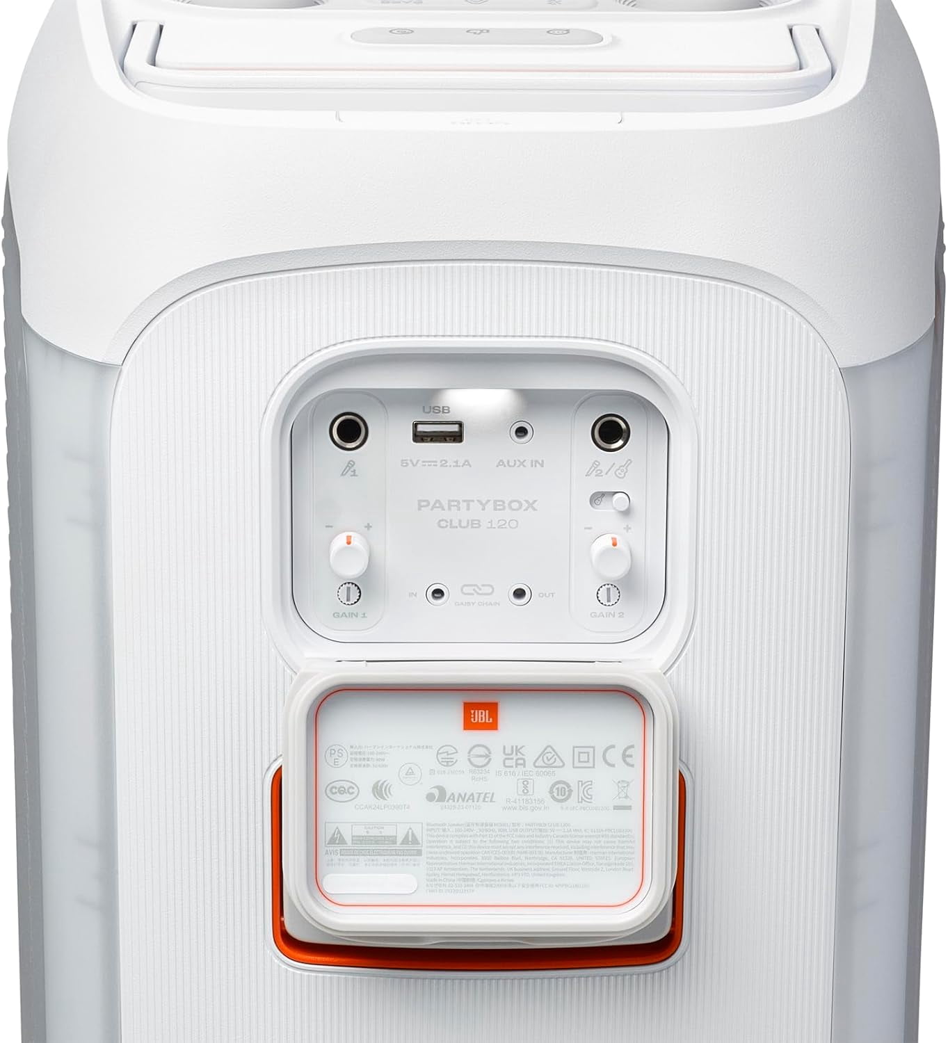 JBL PartyBox Club 120 - Portable party speaker with adaptive futuristic lightshow - White