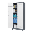 thumbnail image 5 of 72'' Metal Garage Cabinet, Cleaning Tool Cabinets With Lockable Doors, High Broom Tool Storage Cabinets with Adjustable Shelves, for Kitchens, Offices, Shops, Grey+White, 5 of 9