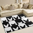 thumbnail image 2 of Dreamtimes Black White Cat Rabbit Chess Board Lightweight Carpet Mats, 6'8" x 4'10" Area Soft Rugs Floor Mat Rug Home Decoration for Kids Room Living Room, 80"x 58", 2 of 6