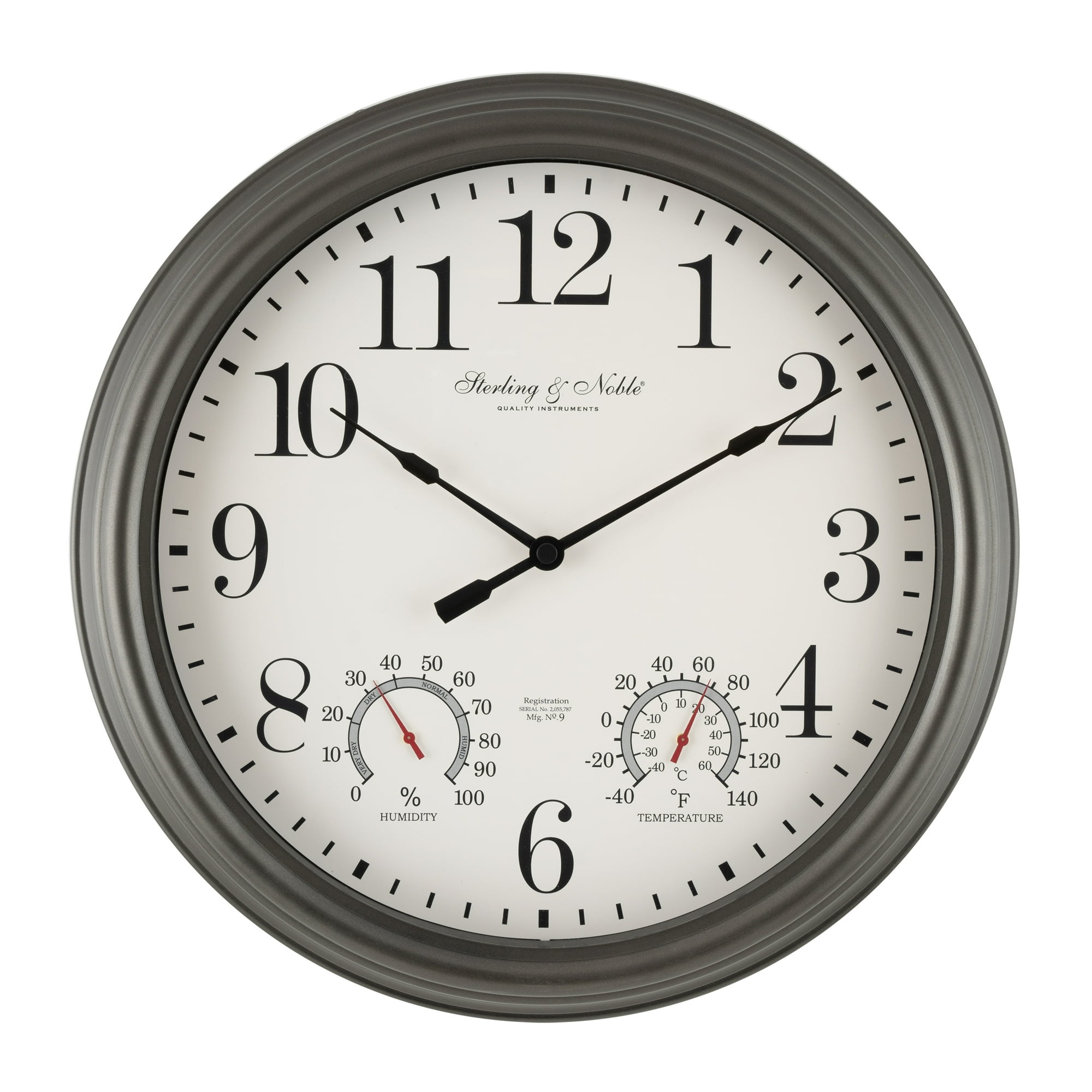 924 adb 0 f acff 4 d 50 8611 4 eb 665193644 . 72 d 7 daa 7 c 8 d 56 cd 508913964199 bb 4 f Better Homes & Gardens 15 . 5 Indoor/Outdoor Gray Gunmetal Finish Arabic Round Analog Wall Clock