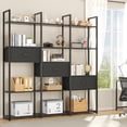 thumbnail image 5 of ModFurne Triple Wide 6 Tiers Industrial Book shelf with 3 Drawers and Storage Shelves, 73.6" Tall Bookcase with 16 Open Display Shelves, Large Etagere Bookshelf for Home & Office, Black, 5 of 9