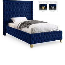 Meridian Furniture Savan Navy Velvet Twin Bed