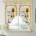 thumbnail image 2 of Sunflowers Swag Valances for Windows 2 Pack, Kitchen Window Curtains 36 Inch Length, Yellow Floral Botanical Checkered Rustic Privacy Swag Curtains for Living Room/Bathroom with Rod Pocket 36"x36", 2 of 8