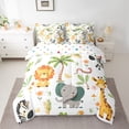 thumbnail image 2 of jejeloiu Wild Zoo Animal 7-Piece Bedding Comforter Set,Cute Elephant Lions King Bedding Sets,Hawaii Coconut Tree Bed Sheets For Girls Kids,Super Cozy Room Decor Reversible, 2 of 8