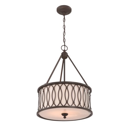 - Lite Source Tacey 3-Light Pendant, Dark Bronze Finish with Dark Bronze Outer and White Inner Shade