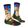 thumbnail image 3 of Uemuo Stained Glass Cat Art Pattern Women's Crew Socks, Soft Durable Breathable Moisture-Wicking with Odor Control Cotton socks, 3 of 9