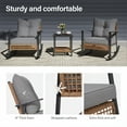 thumbnail image 2 of KAMEROUT 3-Piece Patio Conversation Set, PE Wicker Rocking Chairs with Gray Cushions & 2-Tier Coffee Table, Outdoor Furniture for Backyard/Patio, 2 of 8