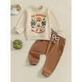 thumbnail image 3 of Baby Toddler Boys 2-piece Halloween Outfit, 6 12 18 24 Months 2T 3T 4T Long Sleeve Ghost Print Sweatshirt Tops with Sweatpants Clothing Set, 3 of 9