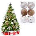 thumbnail image 4 of Suncoda 6Pcs Christmas Balls Ornaments, Christmas Shatterproof Ball with Strings - Fabric-Wrapped Foam Christmas Decorations for Xmas Tree, Holiday, Wedding, Party, 8CM Large (Free Pendant), 4 of 5