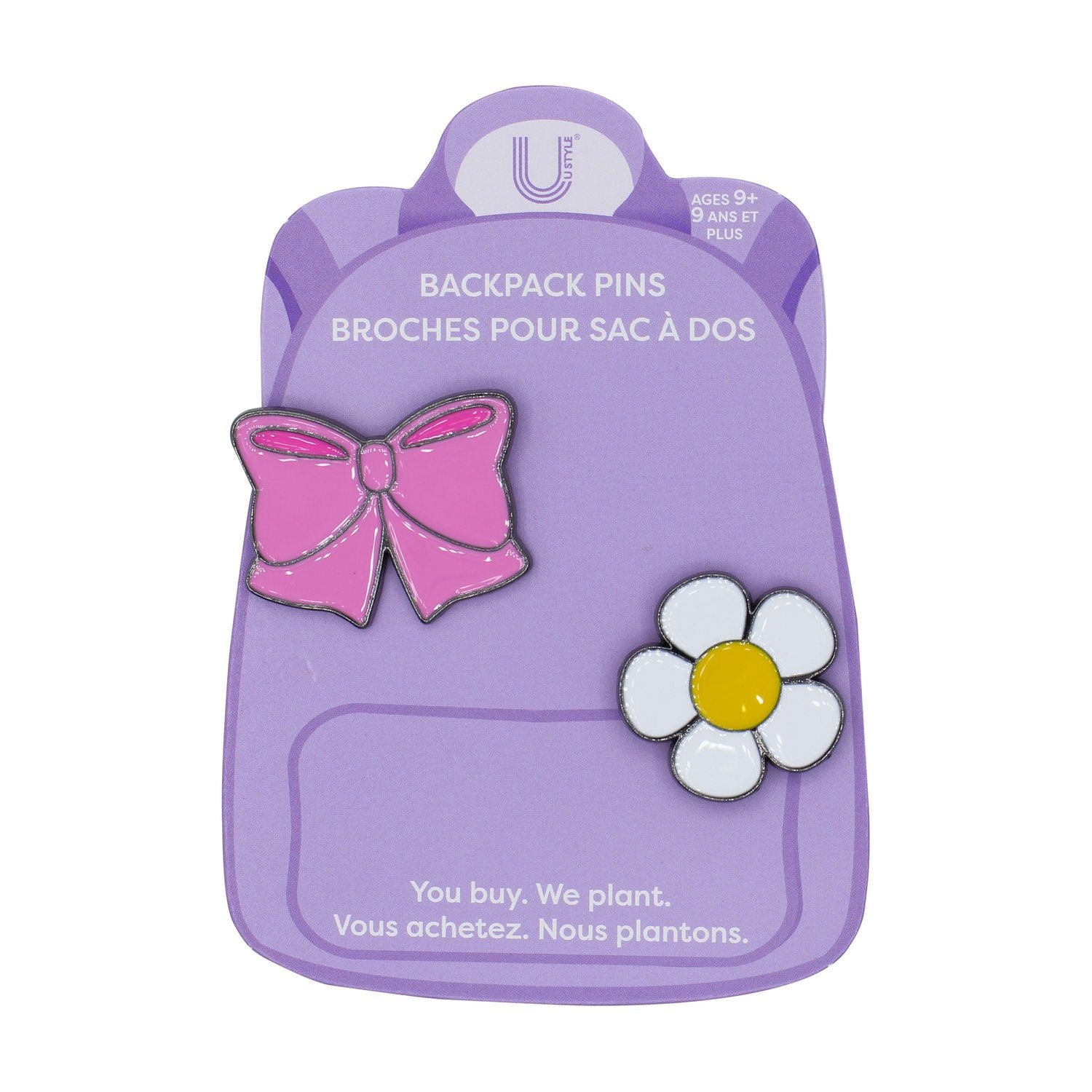 U Style 2 Pack Backpack Pins, Daisy Bow-Theme