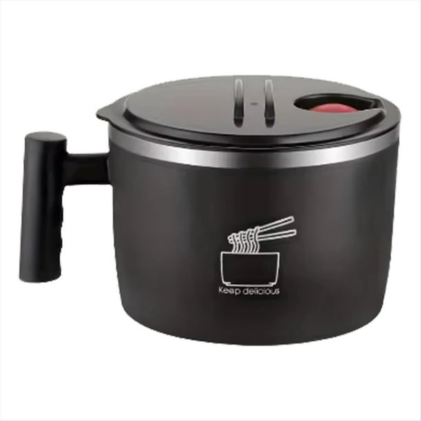 Tazón de Ramen, Recipiente para Almuerzo, Tazones Grandes de Sopa Tailandesa de 1000 Ml, Tazones de Cereales para el Hogar, la Cocina y para Acampar (Negro)