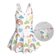 thumbnail image 6 of Tutolipy Cartoon Rainbow Girls One Piece Swimsuit with Skirt, Quick Drying Girls Sleeveless Tank Swimsuits for Kids, Breathable Girls Beach Swimsuit Size 5-6 Years, 6 of 8