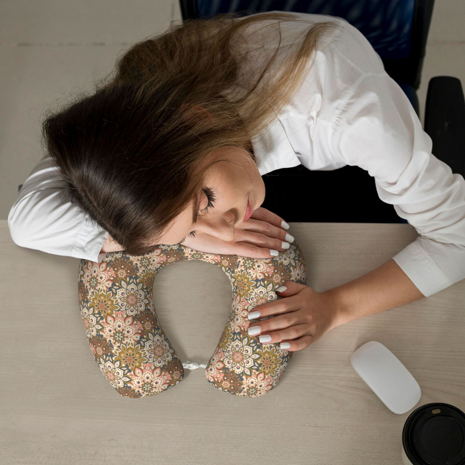 Xecao Mandala Print Memory Foam Cervical Neck Pillow Versatile U-Shaped Pillows for Home,Office,Camping,Travelling,Soft Washable Cover