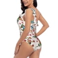 thumbnail image 4 of Sikiie Watercolor Floral With Butterflies Print Women One Piece Swimsuits Tummy Control One Shoulder Bathing Suits Ruffle Swimwear, From S to XXL-Small, 4 of 6