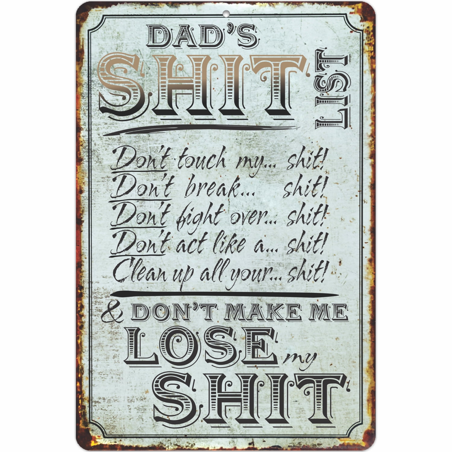 ATX Custom Metal Signs for Office/Home Funny Dad's List Size 8 x 12