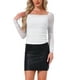 thumbnail image 1 of INSPIRAR CHIC Blusas Cortas con Fruncidos para Mujeres, Blusa de Malla Brillante de Manga Larga M Blanca, 1 of 5