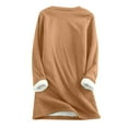 thumbnail image 3 of DuoJiaJ Womens Round Neck Soild Color Loose Warm Casual Printed Top Autumn Plush Warm Women Top Thermal Underwear Women Yellow L, 3 of 3
