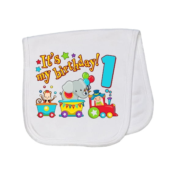 Inktastic It's My Birthday Circus Train 1st Birthday Baby Burp Cloth