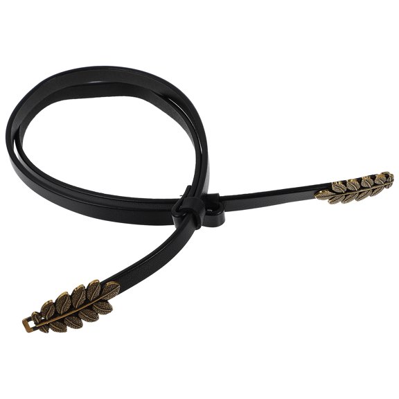 LABSERRON 1Pcs Chic Design Black Real Leather Girdle for Women Outline .5x0.4x0.2in