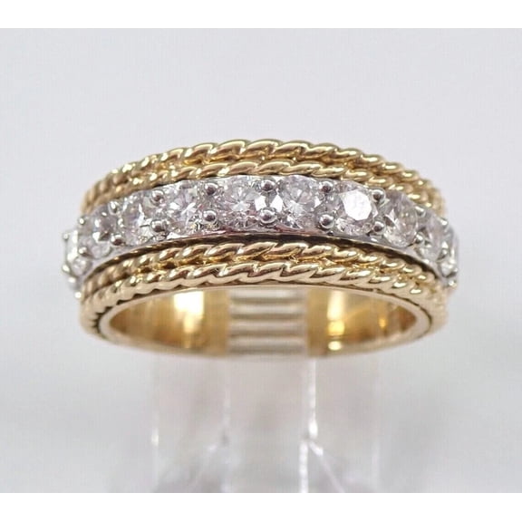 ORLOV DIAMONDS 2Ct Moissanite Round Cut Stackable Cluster Wedding Band Ring 14K Yellow Gold Plated