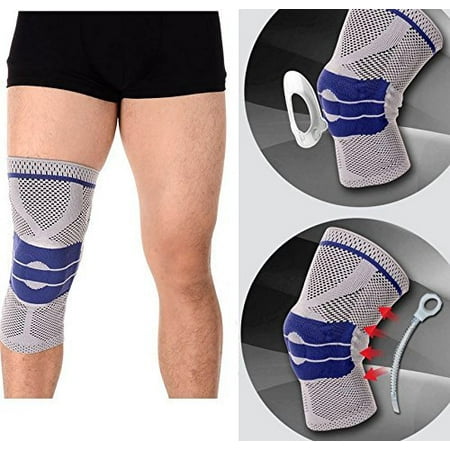 BYAM Gel Magnetic Patella Knee Support Braces Gray/Blue