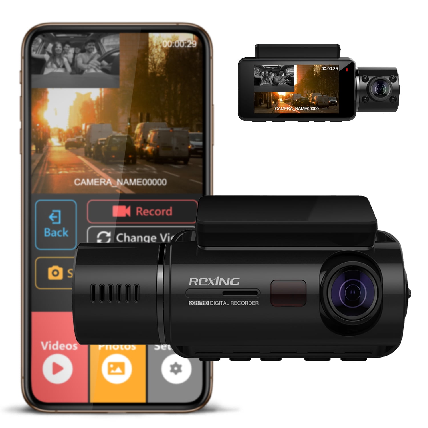 Dual Dash Cam 1080P Front and 360P Inside Dash Camera for Cars, IR