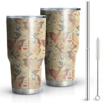 Butterfly Tumbler with Lid and Straw- Butterfly Gifts for Women - Purple Butterflies Cup, Skinny Tumbler, Water Bottle, Coffee Mug - Metal Thermal Insulated Tumblers 30 Oz - Butterfly Decor, Stuff