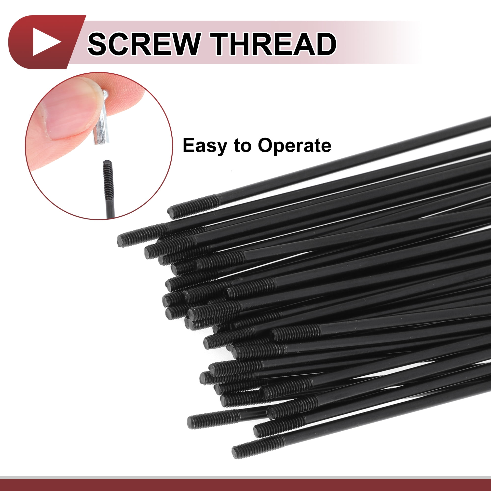Unique Bargains 36Pcs 14G Bicycle Spokes Bike Wheel Spokes Carbon Steel Black 10.75"