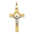 thumbnail image 2 of 14K Two Tone Gold Jesus Crucifix Cross Pendant with 1.7mm Flat Open Wheat Chain Chain Necklace - 22", 2 of 5