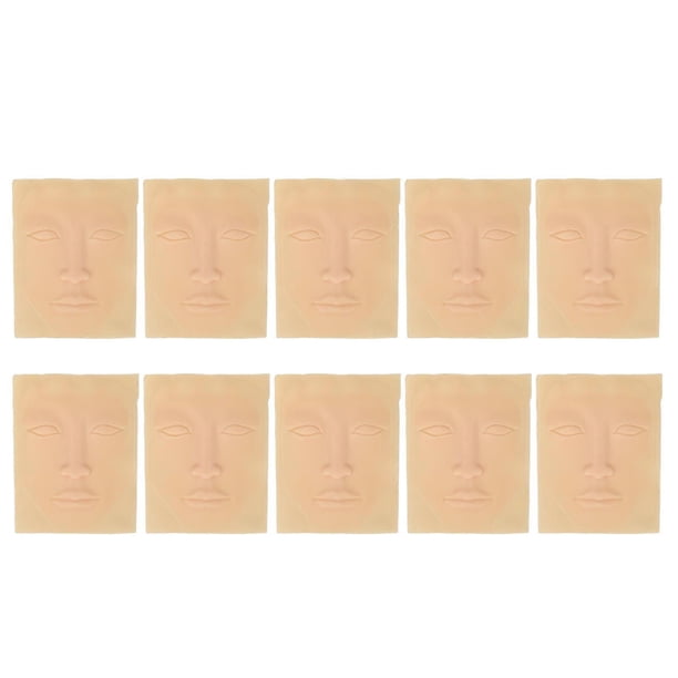 10PCS Tattoo Practice Skin Head with Base Single Eyelids 0.15cm Thickness Eyeliner Eyebrow Lip Microblading Skin