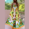 thumbnail image 2 of Women Boho Fruit Cami Long Dress Colorful Plaid Spaghetti Strap Square Neck Flowy Maxi Dress Beach Vacation Sundress, 2 of 7
