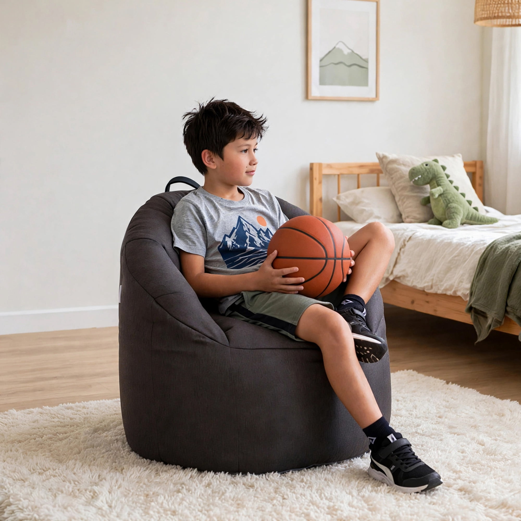 Big Joe Milano Lightweight Kids Bean Bag Chair, Cozy Cocoa