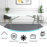 6 Foot Folding Table with Carrying Handle, plastic fold table, with Sturdy Steel Frame for Indoor Outdoor Camping, Picnic and Party, White