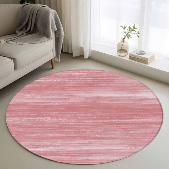 Round Rugs 4Ft, Pink Round Area Rug Washable Indoor Throw Carpet, Vintage Modern Abstract Art Ombre Soft Non Slip Circle Rug for Kitchen Nursery Room Home Decor Aesthetic