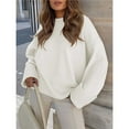 thumbnail image 4 of Women's Oversized Long Sleeve Fuzzy Knit Casual Chunky Pullover Sweater Fall Outfits Clothes White S, 4 of 9