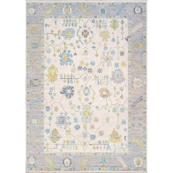 Pasargad Home Oushak Collection Hand-Knotted Wool Ivory Area Rug-10' 2'' X 14' 5''