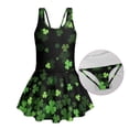 thumbnail image 5 of Xixirimido Clovers Black Print Girls Swimsuit Sleeveless One Piece Skirted Swimwear Modest Hawaiian Bathing Suit for Beach Water Park Kids Swim Dress for St. Patrick's Day, 8-9 Years, 5 of 7