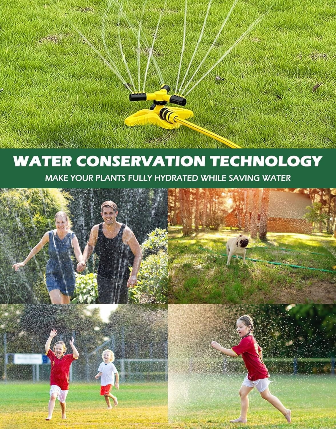Sprinkler for Yard,360 Degree Rotary Sprinkler Upgrade Garden Grass Watering Sprinkler, Rotating Garden Sprinkler for Large Area Coverage, Lawn and Yard Sprinklers (Yellow)