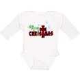 thumbnail image 3 of Inktastic Merry Christmas Buffalo Plaid Cross with Snowflakes Boys or Girls Long Sleeve Baby Bodysuit, 3 of 5