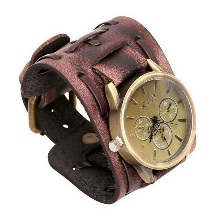 Retro wide leather watch bands sale