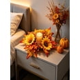thumbnail image 2 of Candle Rings Fall Pumpkin Maple Leaf Mini Artificial Pip Berry Thanksgiving Ring Holder, 2 of 7