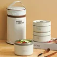 thumbnail image 2 of Microwave Oven Round Portable Simple Lunch Box Office Worker Student Multi-layer Soup Bowl Food Grade Stainless Steel Lunch Box Single Slbeige, 2 of 6