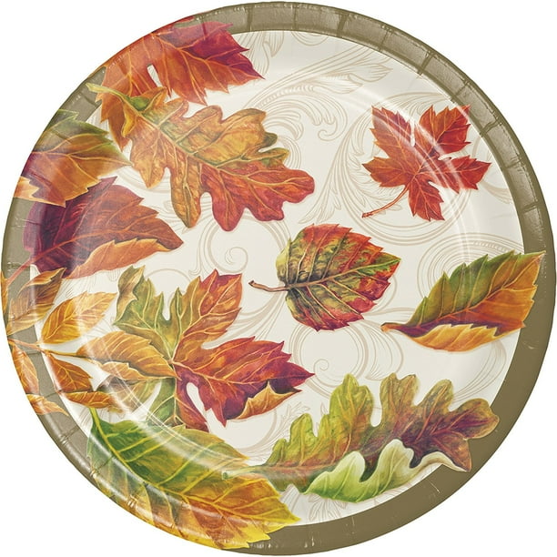 C.C Colors of the Wind Thanksgiving Fall Leaves 8 Ct Dessert Paper
