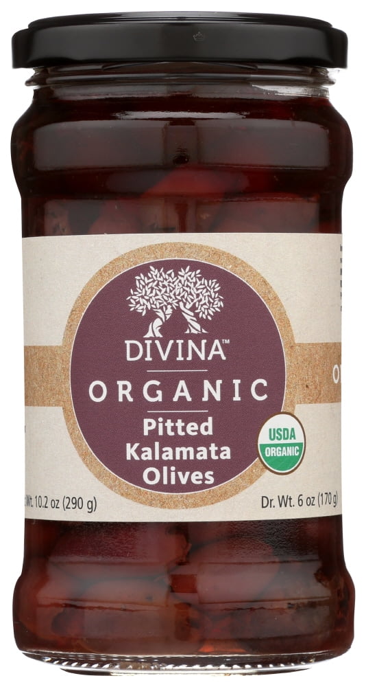 Divina, Olives, Organic Kalamata Pitted, 10.2 Oz.