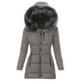 thumbnail image 2 of UPPADA Faux Fur Hooded Winter Coats for Women Thicken Puffer Jacket Quilted Bubble Coat Waterproof Warm Long Puffer Jacket Parka Outwear with Pockets,Women's Cropped Jackets Gray,S, 2 of 6