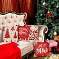 thumbnail image 5 of Christmas Pillow Covers 20x20 Set of 4 Red Throw Pillowcase Christmas Decorations Snowflake Farmhouse Linen Cushion Pillow Case for Home Decor Holiday Decorative, 5 of 6