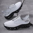 thumbnail image 6 of Men's Light Blue Knit Running Sneakers, Lace Up Breathable Mesh Cushion Shock Absorbing Athletic Sports Shoes, 6 of 6