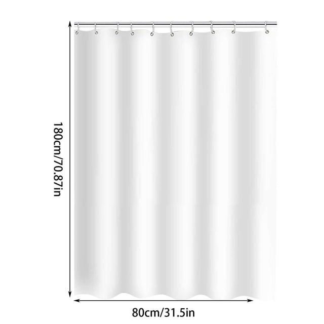 Waterproof Shower Curtain, Polyester Bath Curtain with Reinforced Metal Grommets, Quick-Dry Bathroom Partition Curtain and Shower Liner with Hooks Included